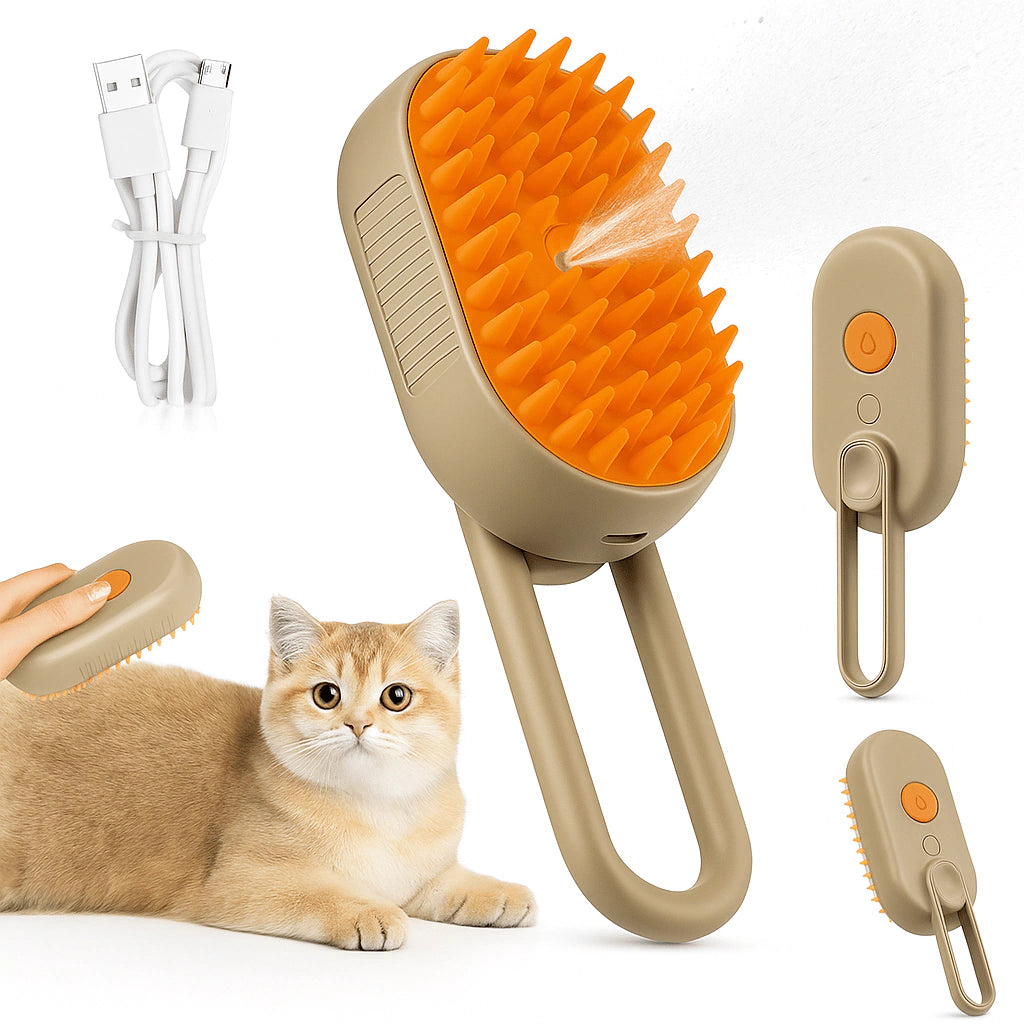 Escova Elétrica Pet Bro com Spray Recarregável – Cuidado, Brilho e Conforto em C na internet