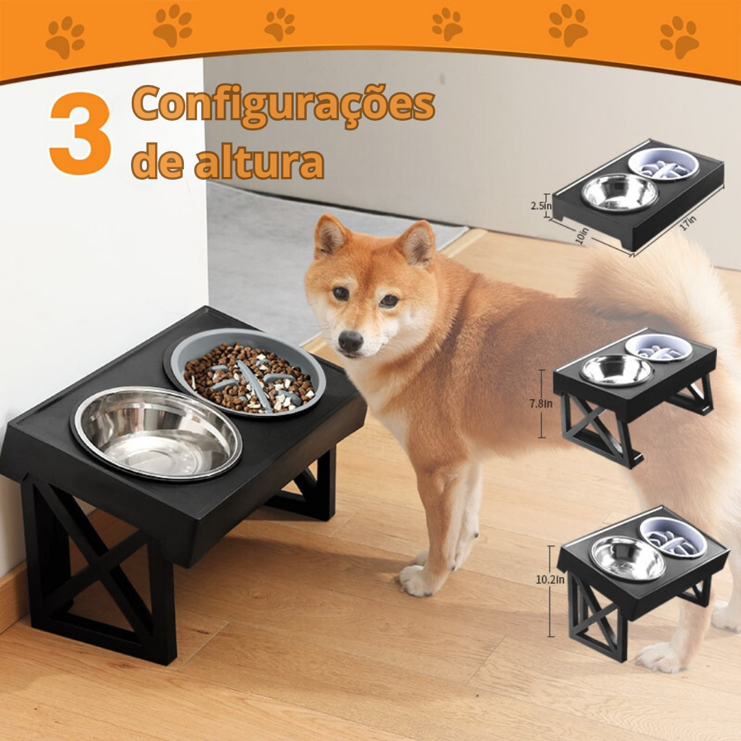 Tigela Elevada com Ajuste de Altura - Pet Premium™