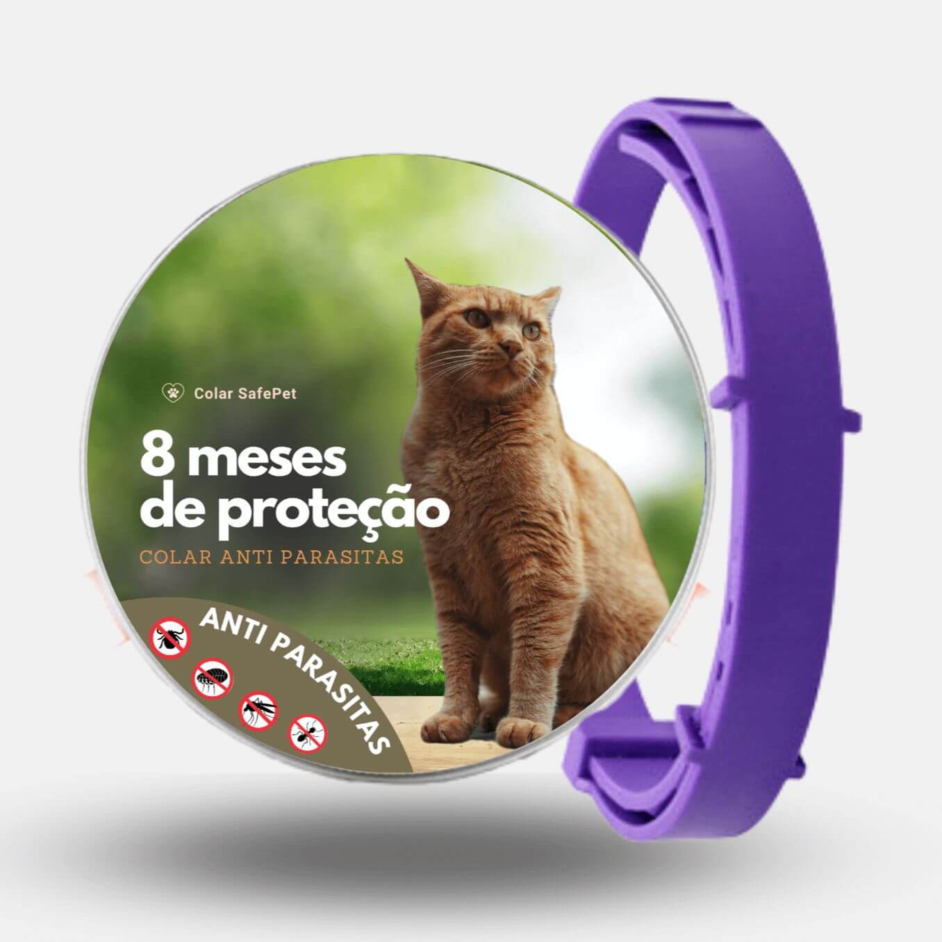 Coleira Anti Pulgas, Carrapatos e Mosquitos 100% Natural – Proteção até 8 Meses | Pet Premium™