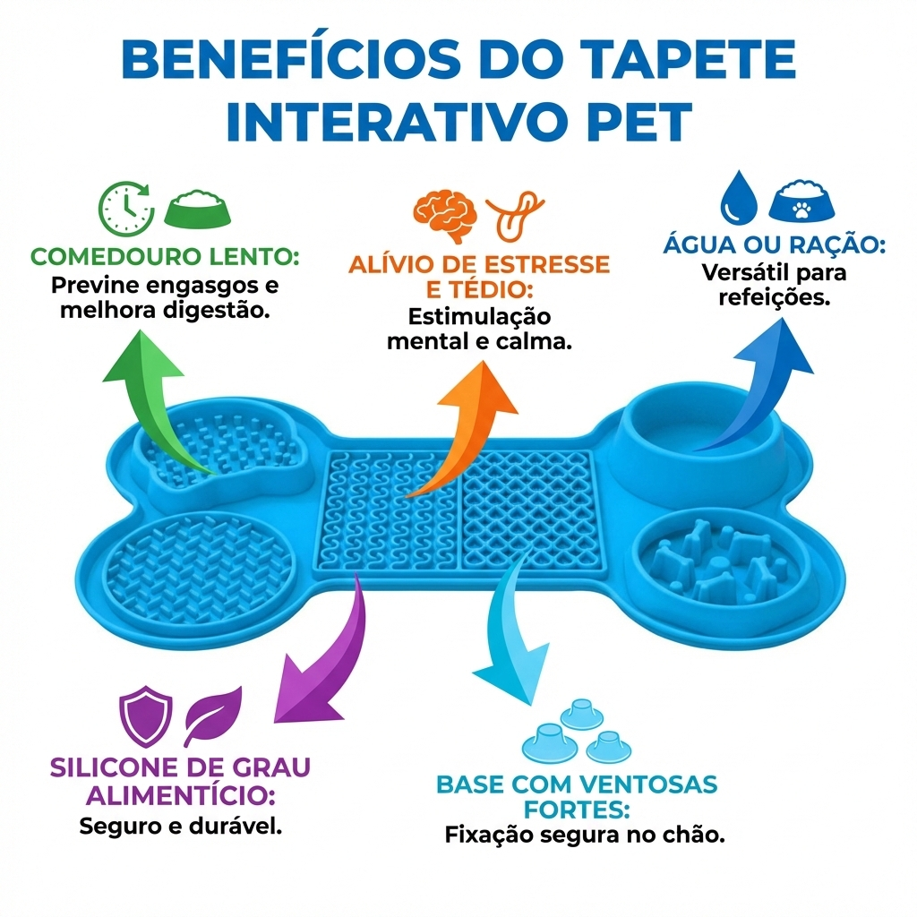 Tapete interativo 6 em 1 para Calma e Estímulo Mental + (GRÁTIS Lambedor vertical) - Pet Premium™