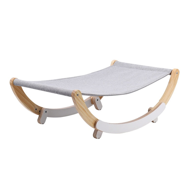 Rede Luxo Pet Premium™ – Descanso Elevado com Base de Madeira