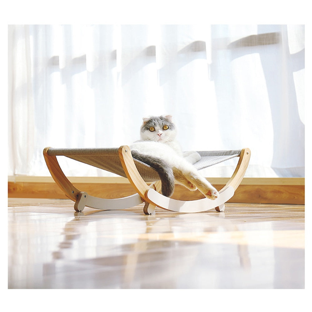 Rede Luxo Pet Premium™ – Descanso Elevado com Base de Madeira