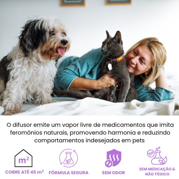 Difusor calmante natural para Pets – Reduz Ansiedade e Estresse (+1 Refil Grátis) - Pet Premium™