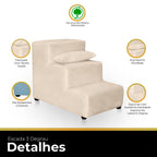Escada 3 Degraus Impermeável em Suede - Pet Premium™