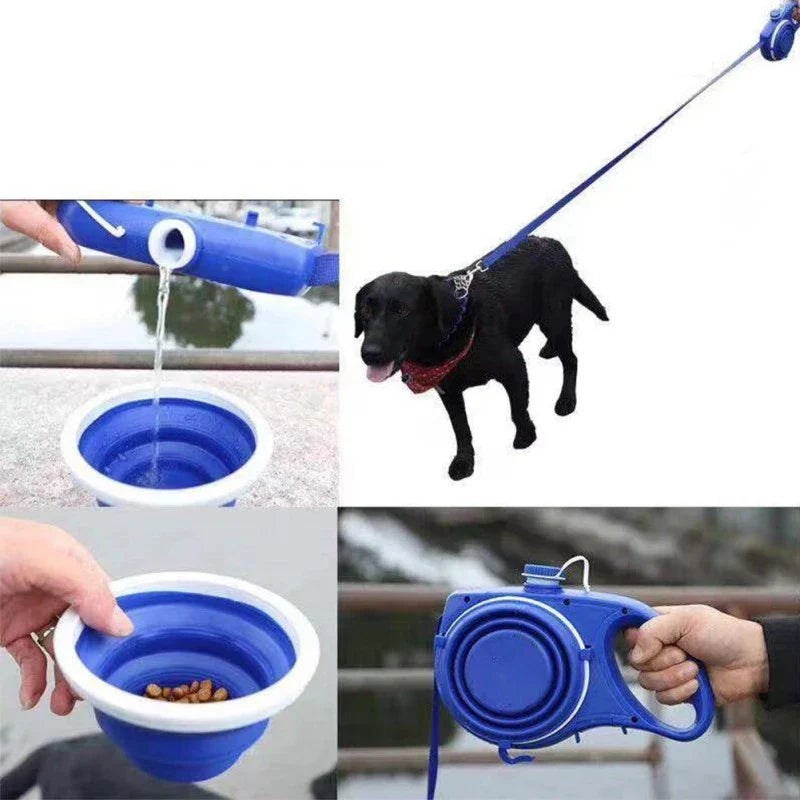 Guia Retrátil Pet Multifuncional | Comida/Água/Porta-Saquinhos - Pet Premium™