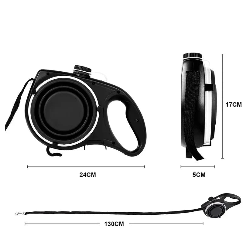 Guia Retrátil Pet Multifuncional | Comida/Água/Porta-Saquinhos - Pet Premium™