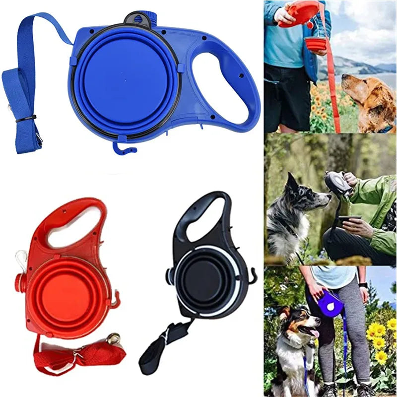 Guia Retrátil Pet Multifuncional | Comida/Água/Porta-Saquinhos - Pet Premium™