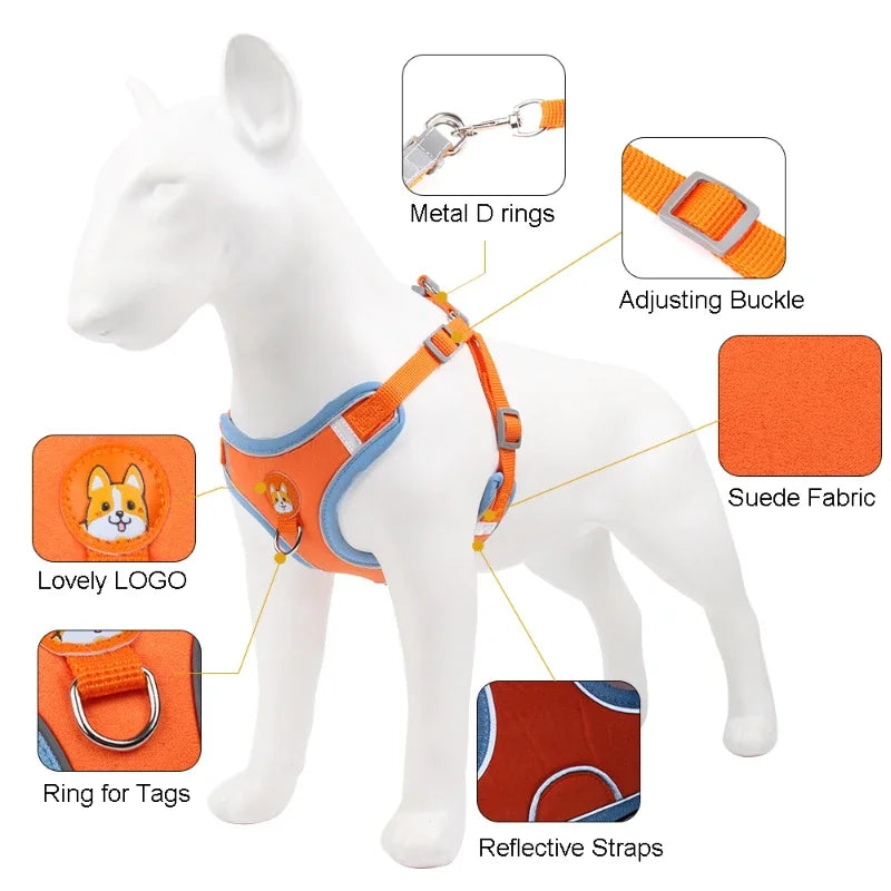 Coleira Ajustável com Guia 150cm em Malha Respirável para Cachorro e Gato – Pet Premium™ | Conforto, Controle e Estilo