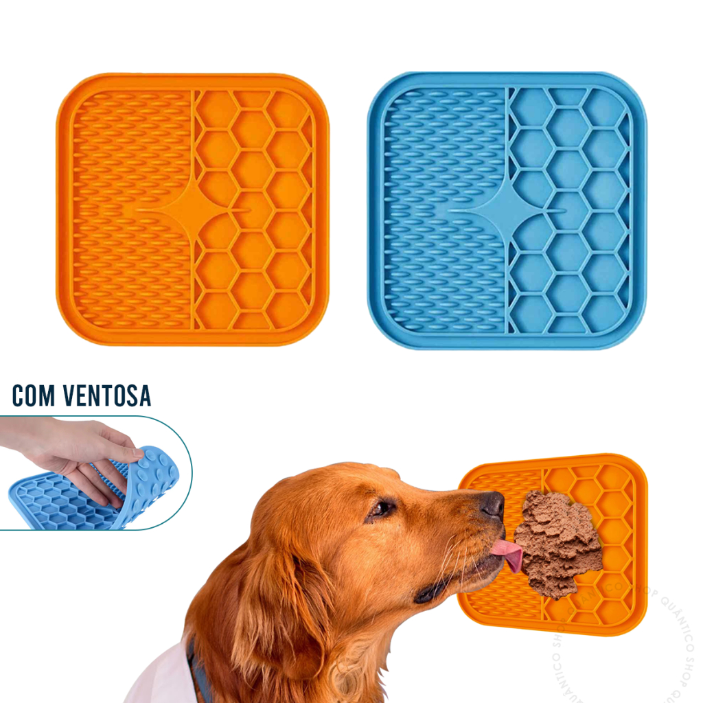 Tapete Comedouro De Lamber Para Cães Gatos Com Ventosa Pet