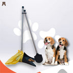 Pá coletora de cocô de cachorro com sacolinha amarela e cabo longo - Pet Premium™