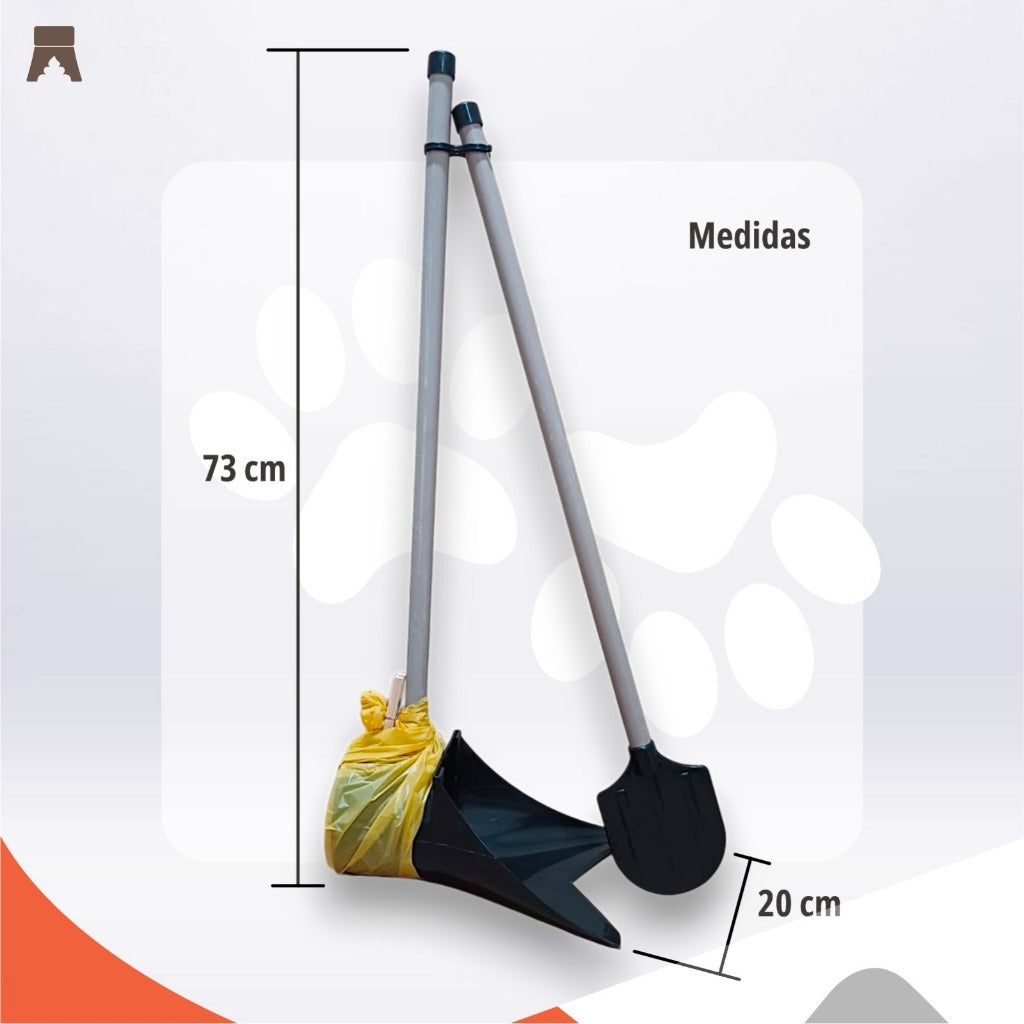 Medidas da pá coletora de cocô com cabo longo de 73 cm - Pet Premium™