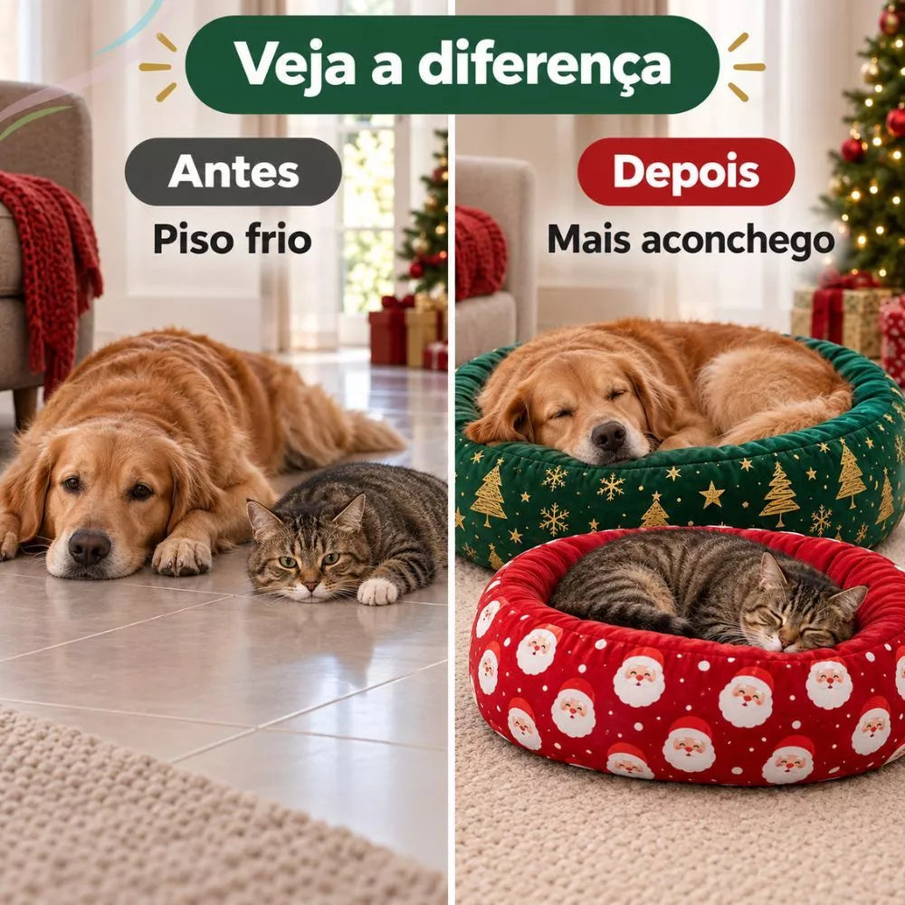 Cama Pet Natalina para Cães e Gatos - Pet Premium™