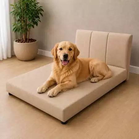 Sofá Cama Pet com Cabeceira Removível - bege