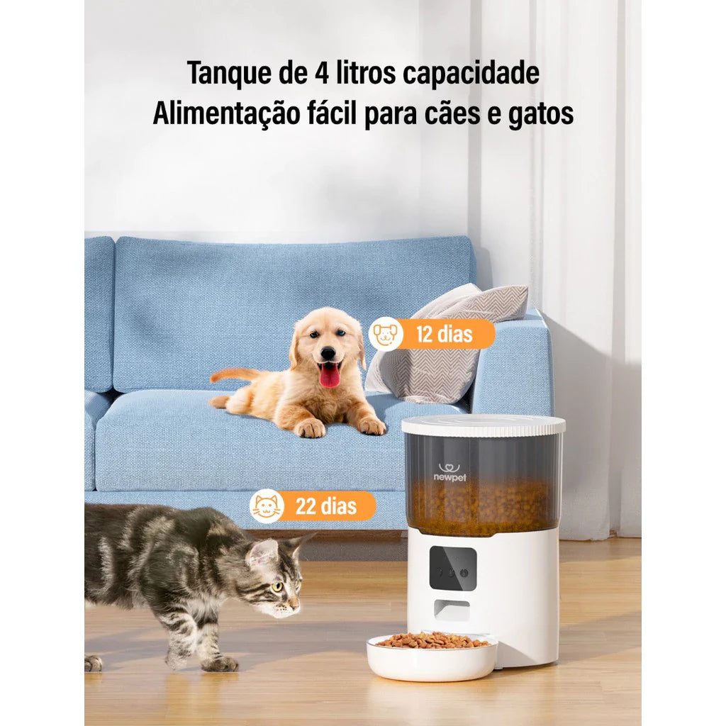 Alimentador Automático Wifi 4L - Com Porções Programáveis para Cachorro e Gato Bivolt - Pet Premium™
