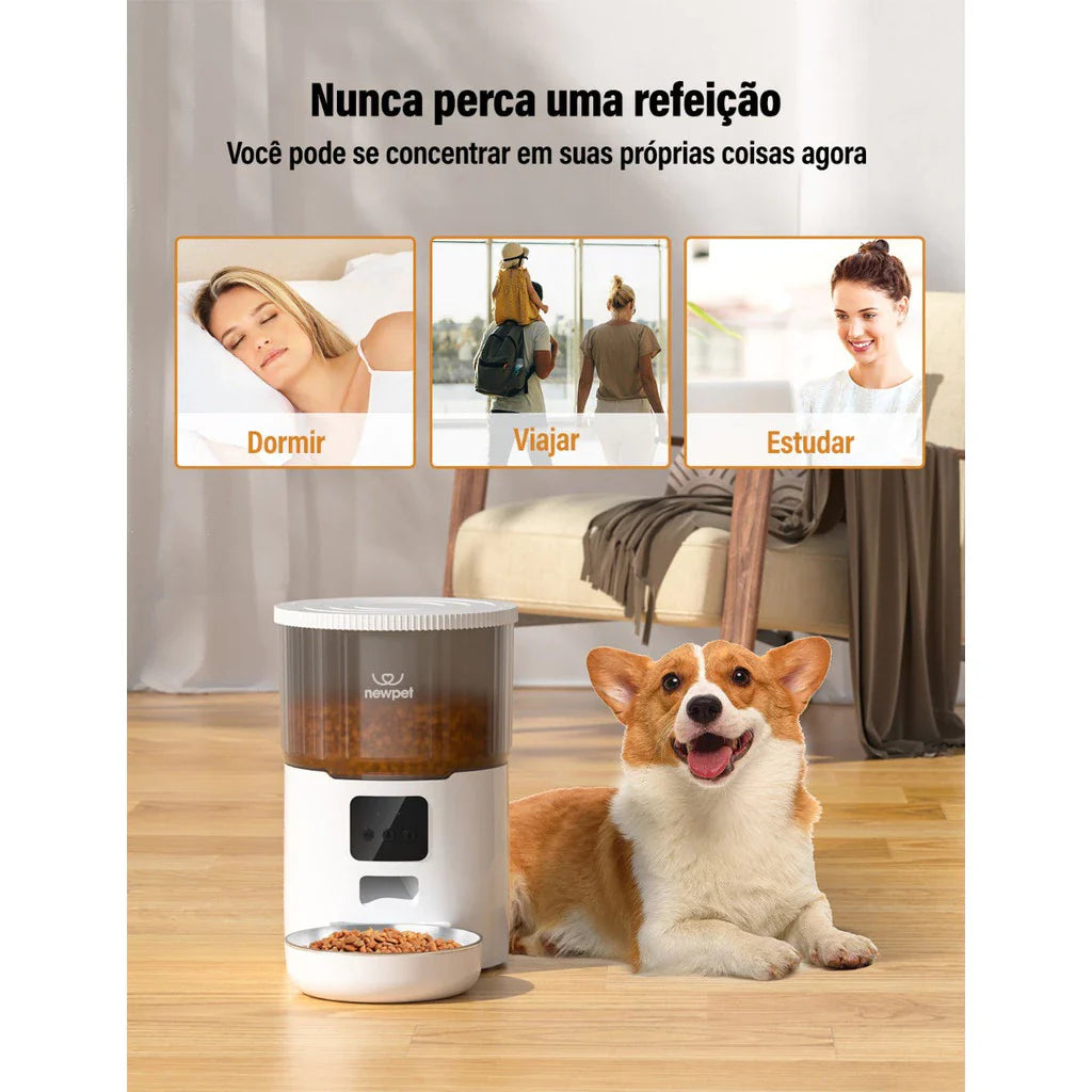 Alimentador Automático Wifi 4L - Com Porções Programáveis para Cachorro e Gato Bivolt - Pet Premium™