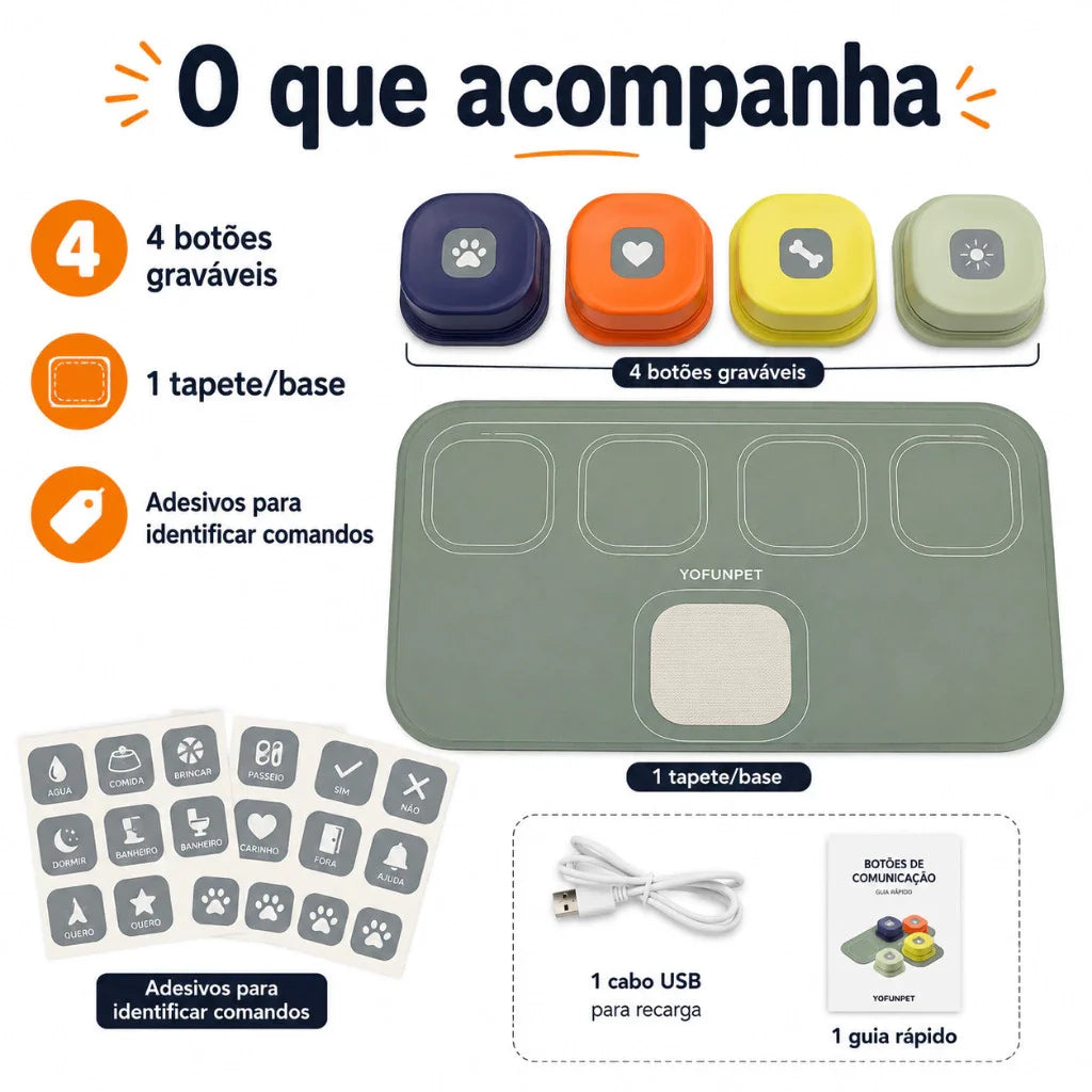 Kit de Botões Graváveis de Comunicação - Pet Premium™